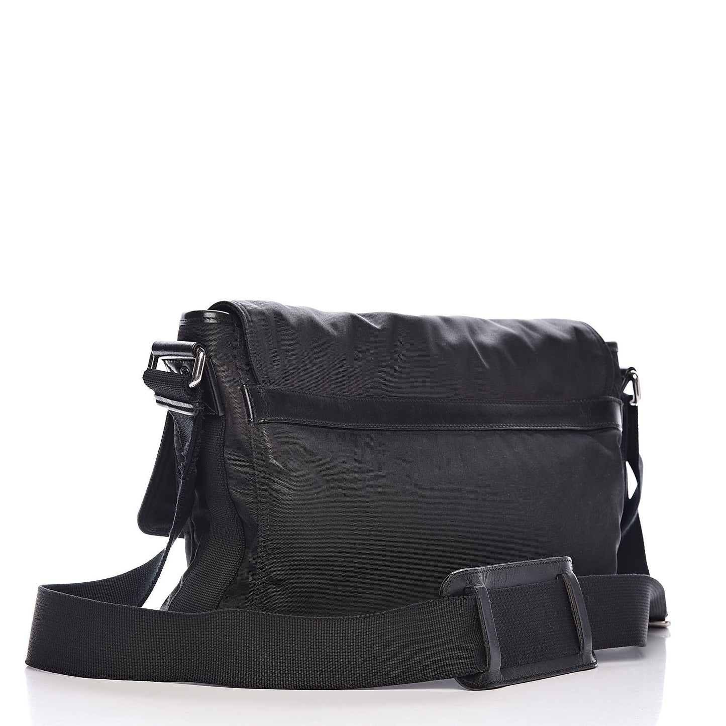 Canvas Web Medium Single Buckle Flap Messenger Bag Black