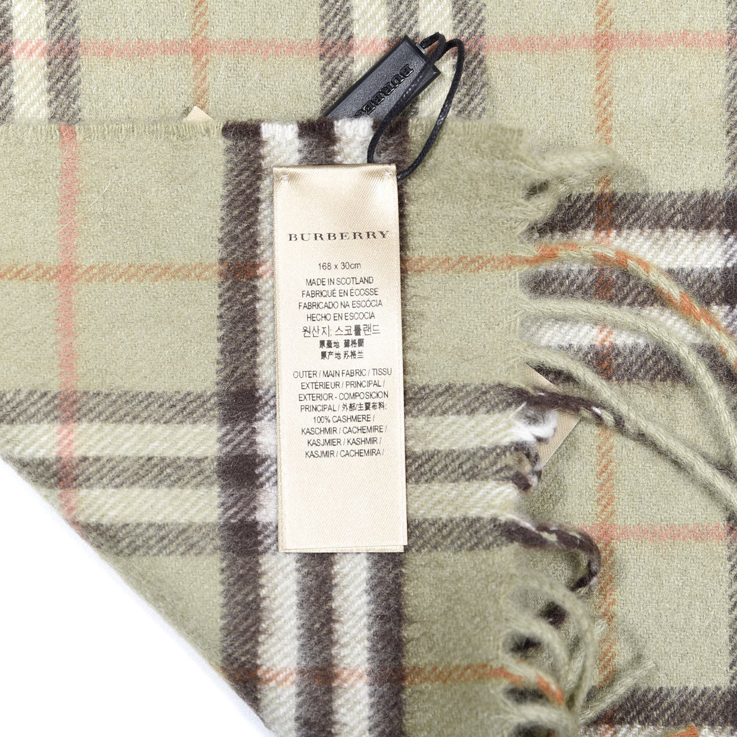 Cashmere Vintage Check Scarf Pale Powder Green