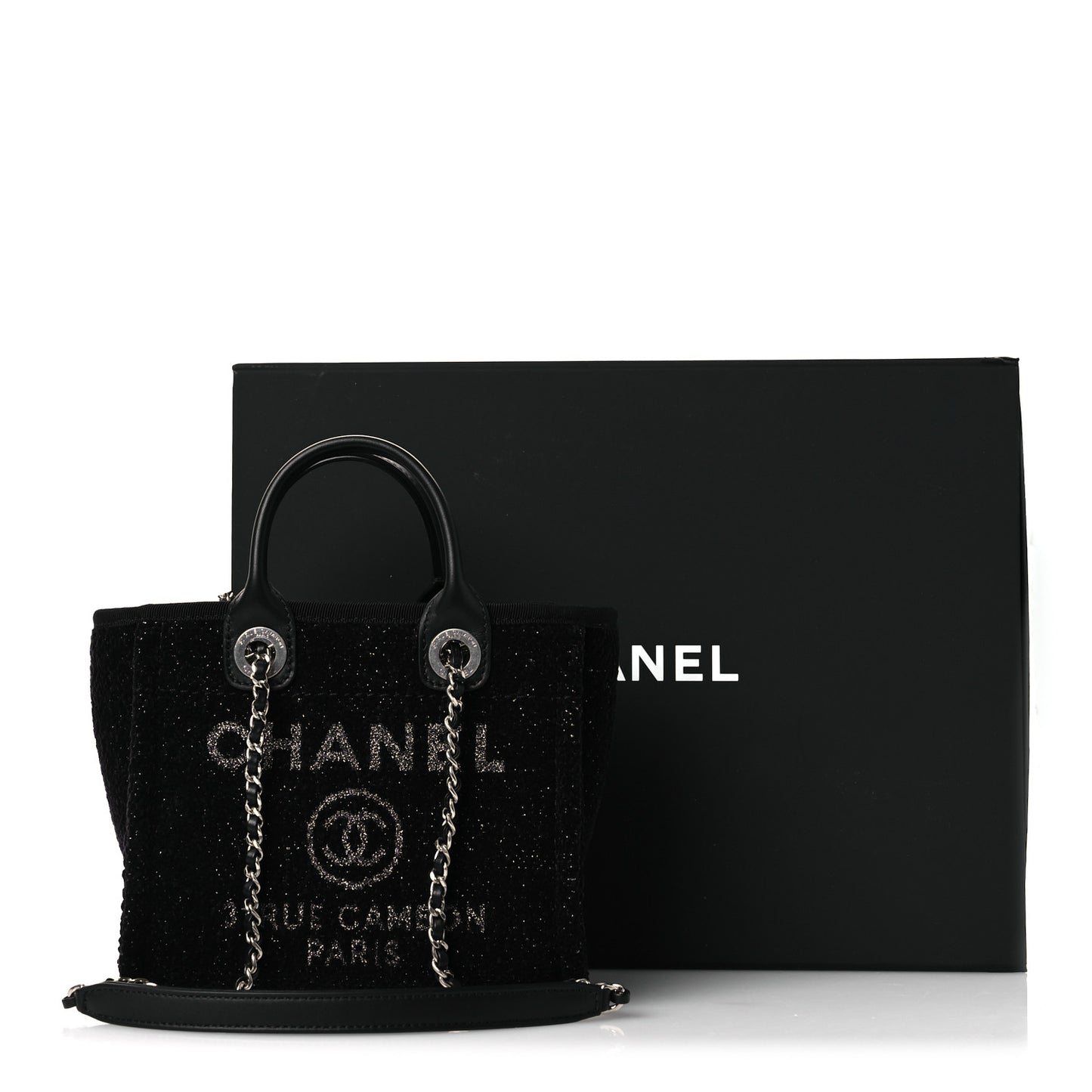 Lurex Canvas Mini Deauville Tote Black