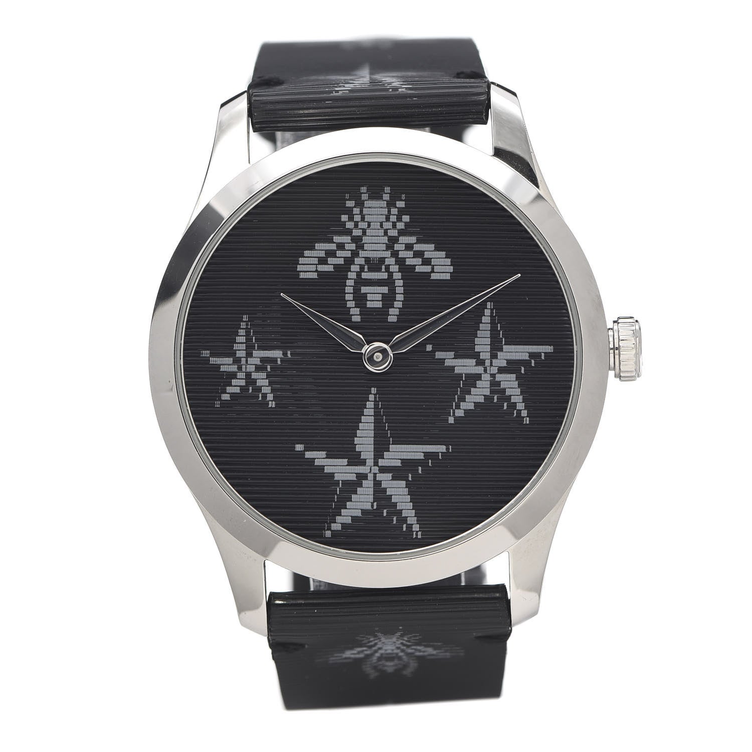 Gucci Stainless Steel Calfskin 38mm G-Timeless Bee Star Hologram Quartz Watch Black 1 of 6