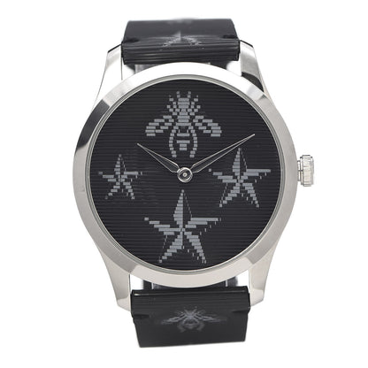 Gucci Stainless Steel Calfskin 38mm G-Timeless Bee Star Hologram Quartz Watch Black 1 of 6
