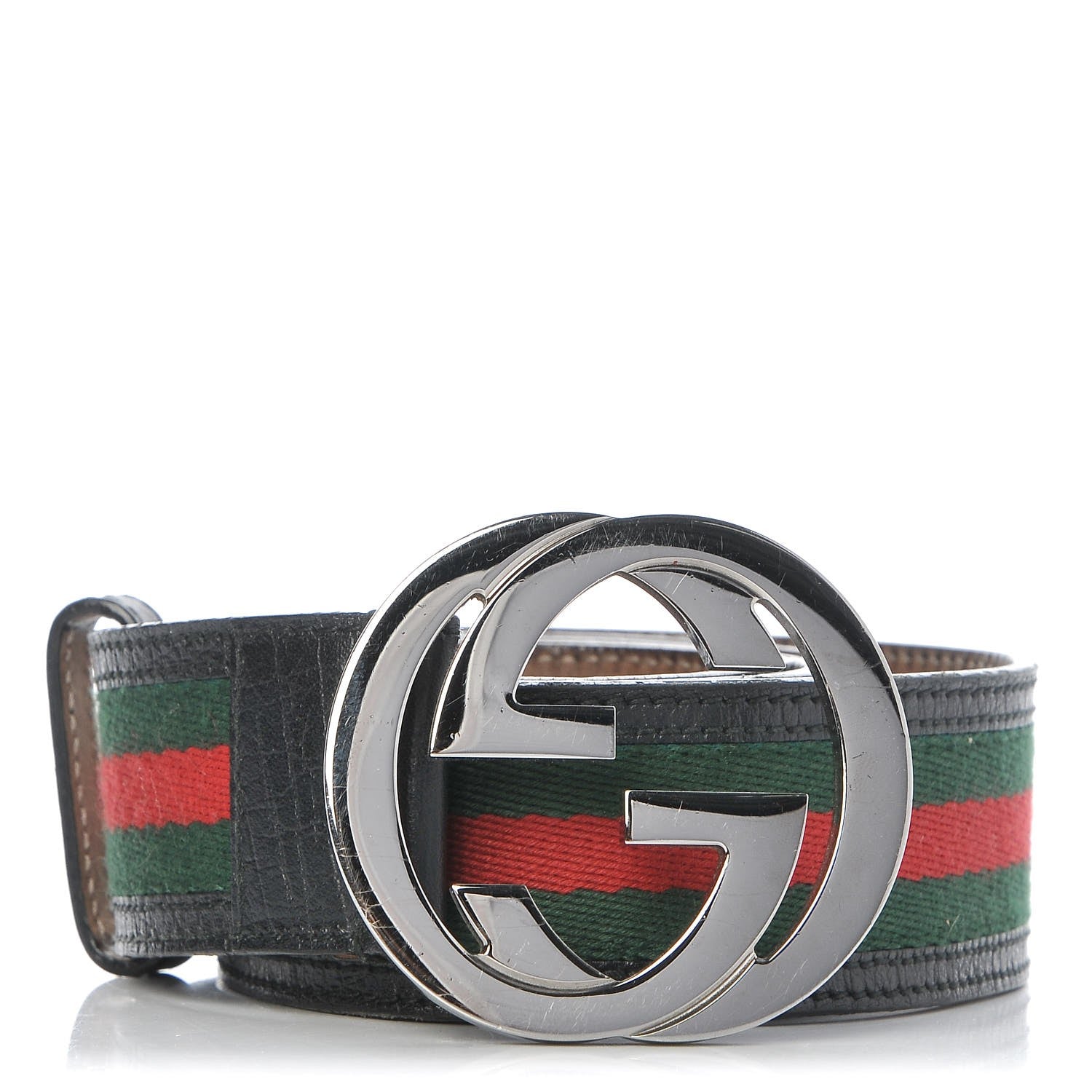 Gucci Calfskin Web Interlocking G Belt 105 42 Black 1 of 8