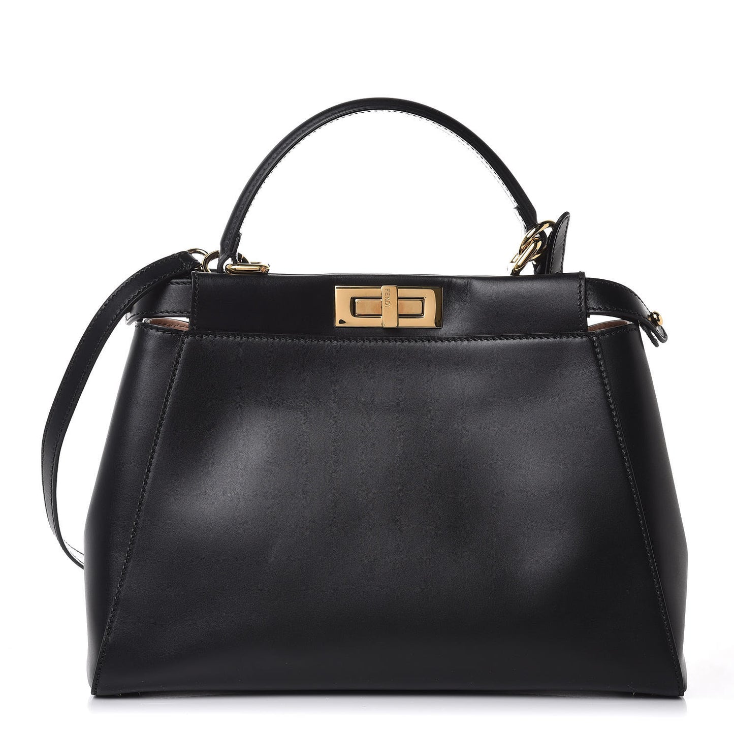 Vitello Morgan Shiny Nappa Medium Peekaboo Iconic Satchel Black