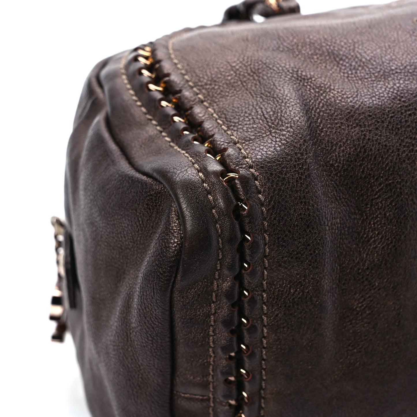 Metallic Goatskin Medium Luxe Ligne Bowler Bronze
