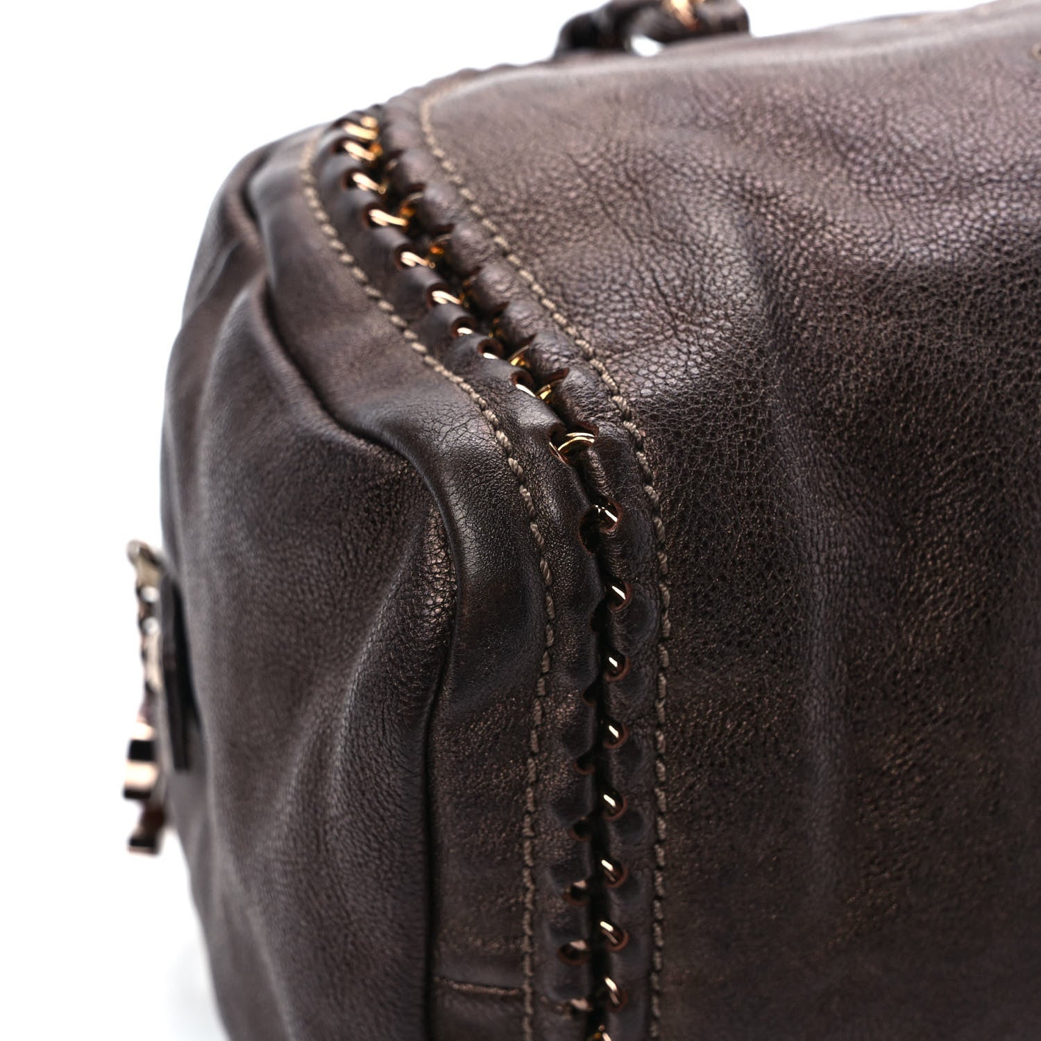 Chanel Metallic Goatskin Medium Luxe Ligne Bowler Bronze 9 of 10