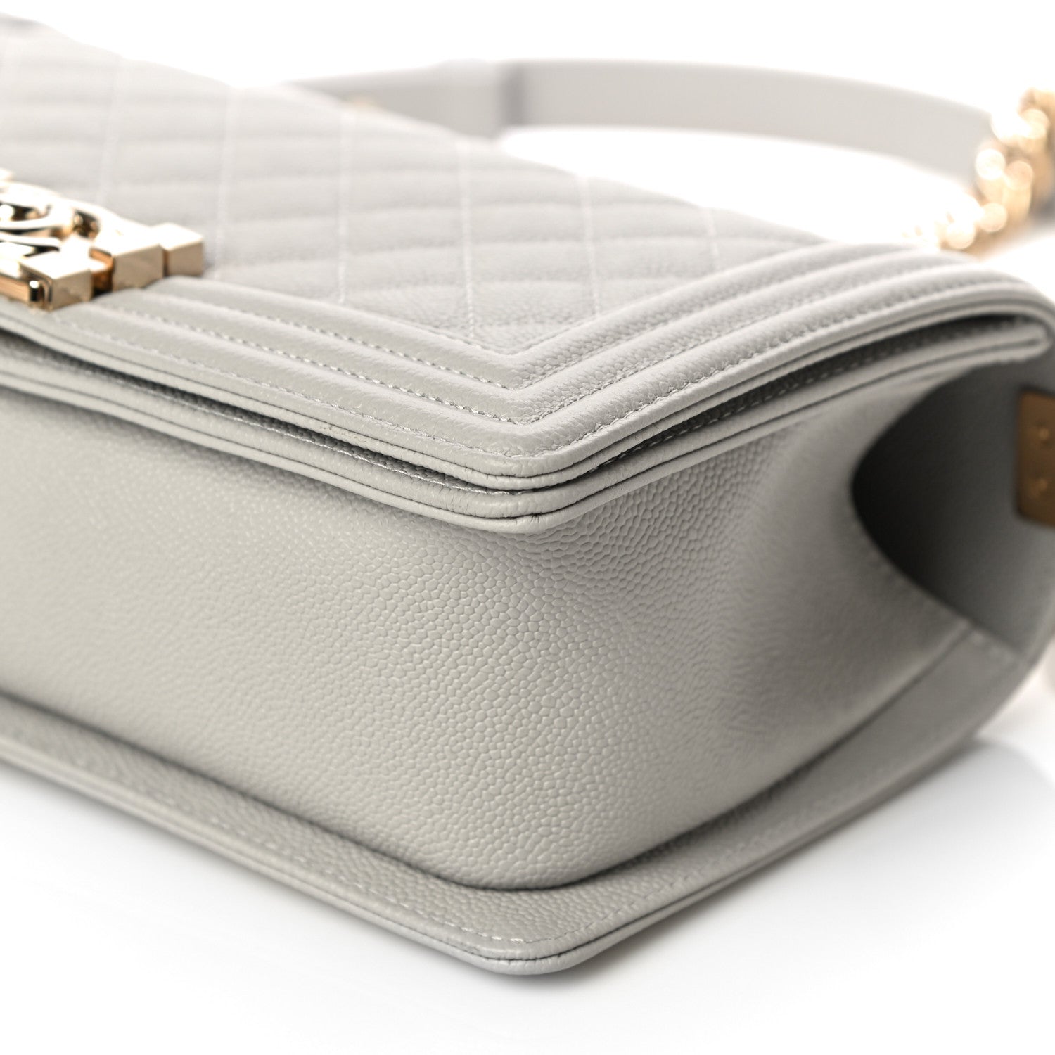 Chanel Caviar Quilted Medium Boy Flap Light Grey 9 of 10