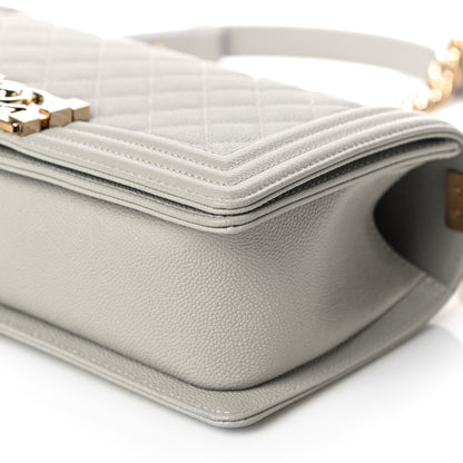 Chanel Caviar Quilted Medium Boy Flap Light Grey 9 of 10