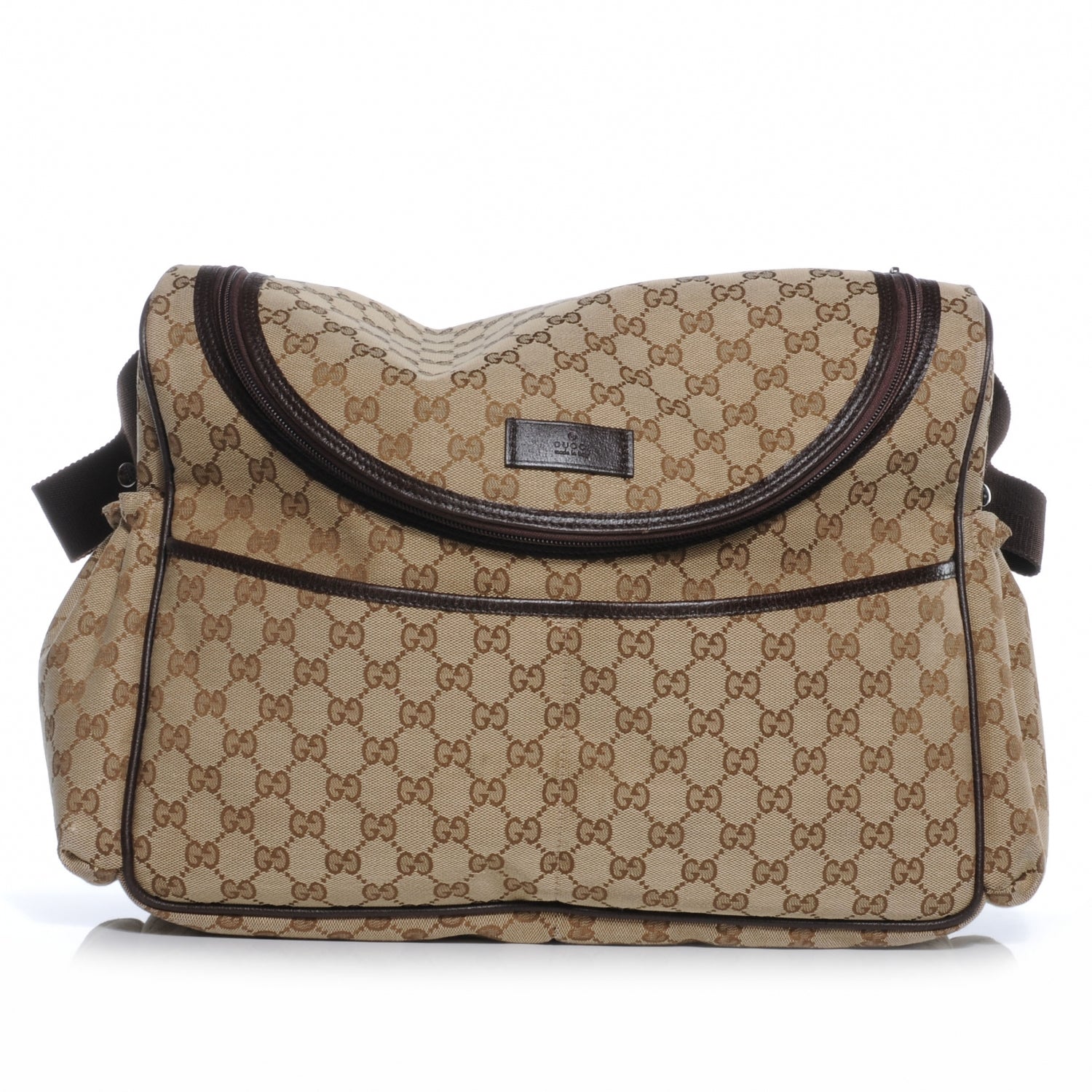 Gucci Monogram Natural Pigskin Large Diaper Bag Beige Ebony Cocoa Dark Chocolate 1 of 8