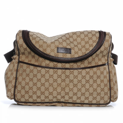 Gucci Monogram Natural Pigskin Large Diaper Bag Beige Ebony Cocoa Dark Chocolate 1 of 8