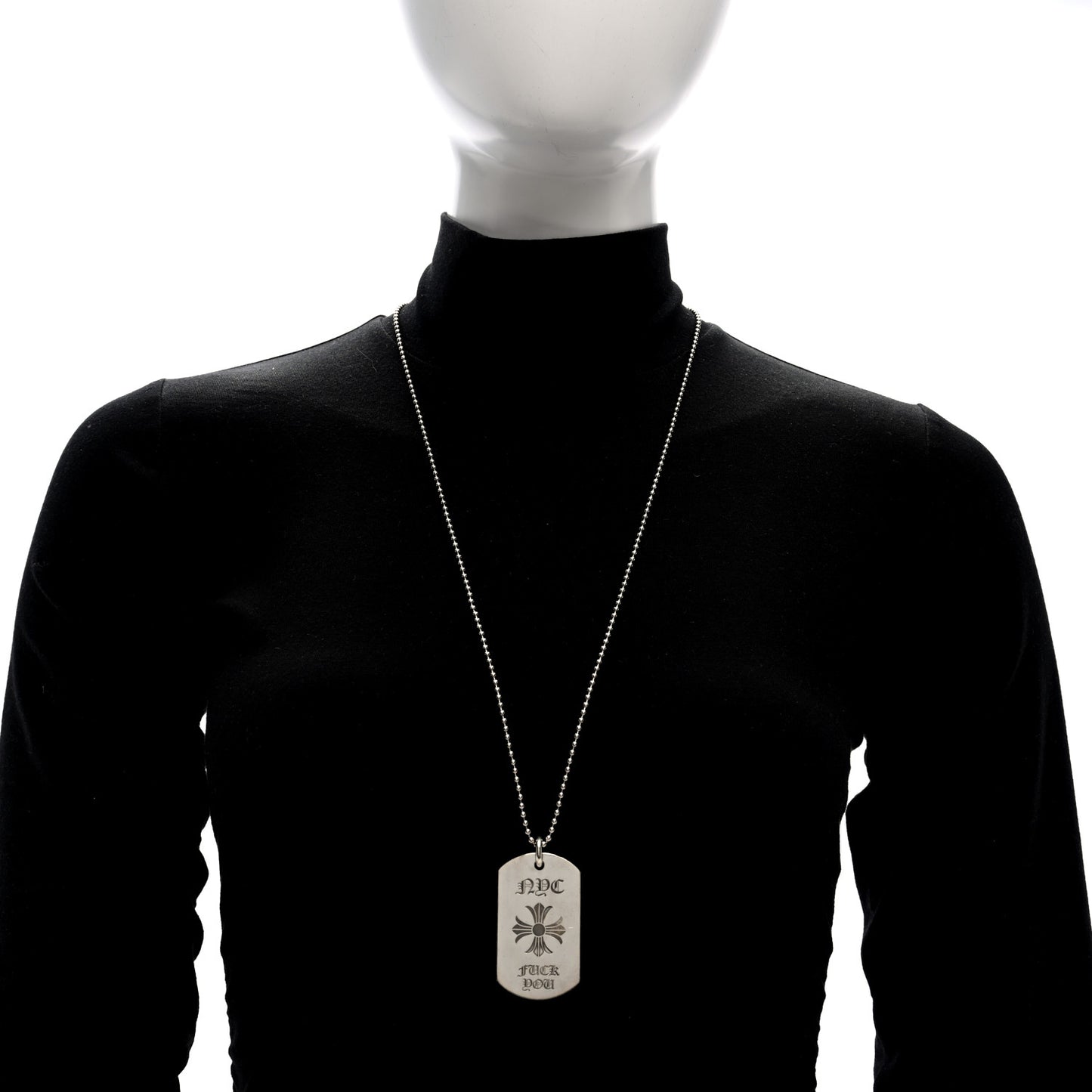 Sterling Silver NYC Fck You Dog Tag Pendant Necklace