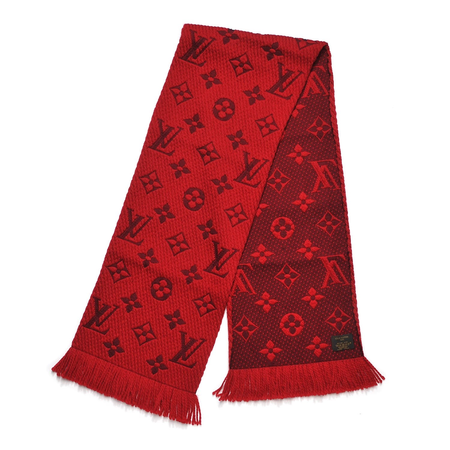 Louis Vuitton Wool Silk Logomania Scarf Rubis 3 of 4