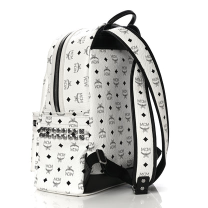 MCM Visetos Medium Side Studs Stark Backpack White 3 of 17