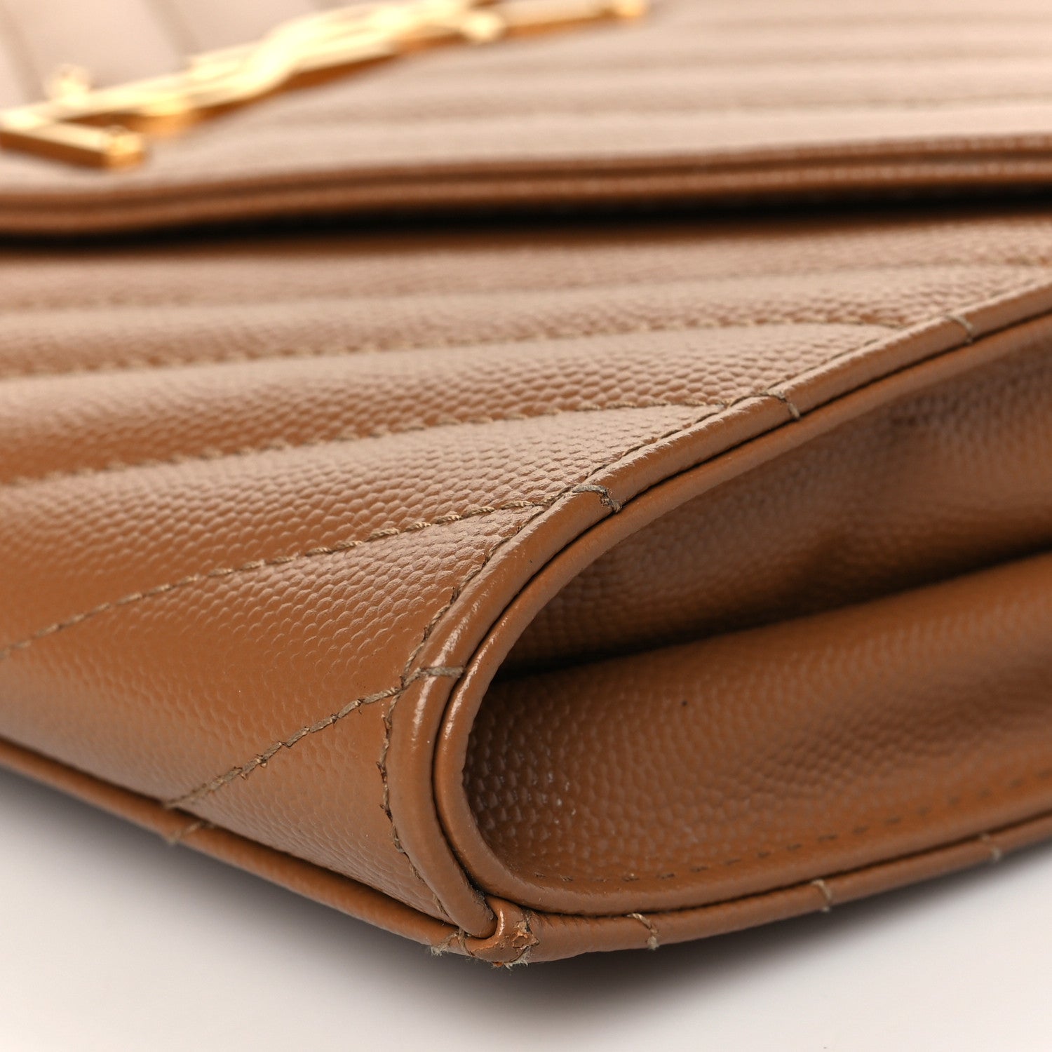 Saint Laurent Grain De Poudre Matelasse Chevron Monogram Cassandre Flap Pouch Natural Dark 10 of 11