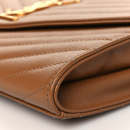 Saint Laurent Grain De Poudre Matelasse Chevron Monogram Cassandre Flap Pouch Natural Dark 10 of 11