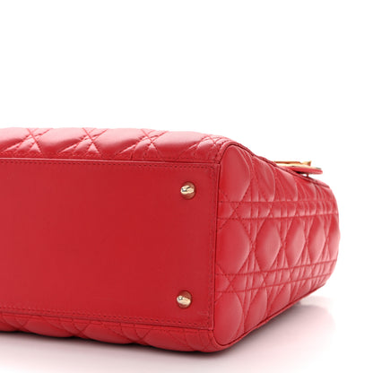 Christian Dior Lambskin Cannage Medium Lady Dior Red 9 of 11