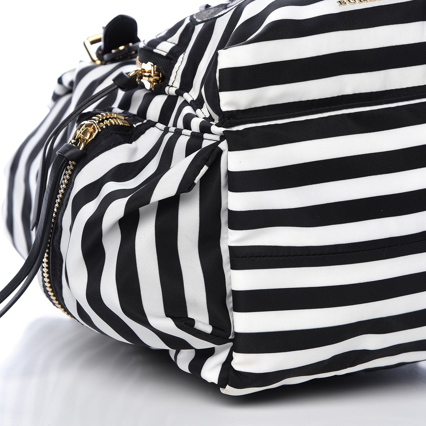 Nylon Striped Medium Rucksack Backpack Black White