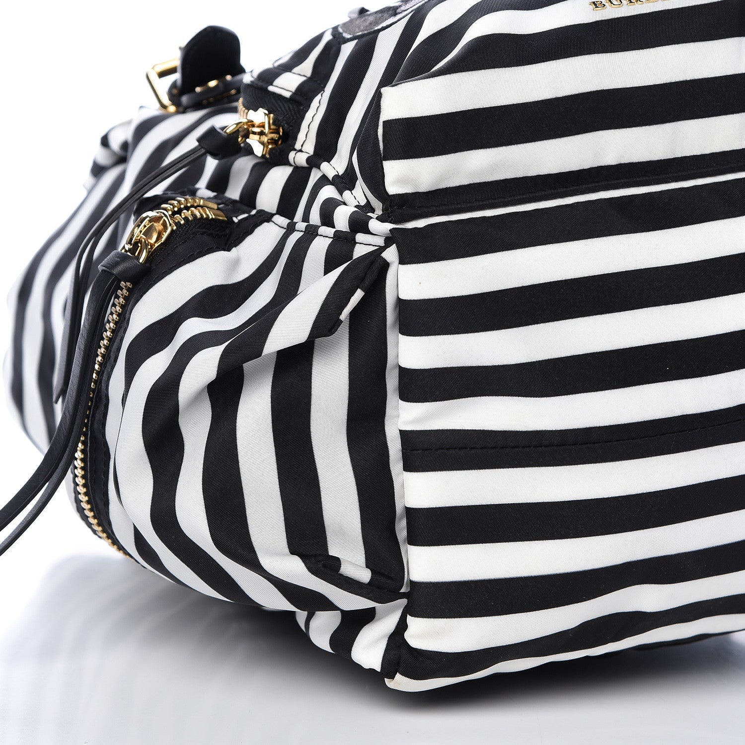 Burberry Nylon Striped Medium Rucksack Backpack Black White 9 of 11