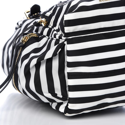 Burberry Nylon Striped Medium Rucksack Backpack Black White 9 of 11