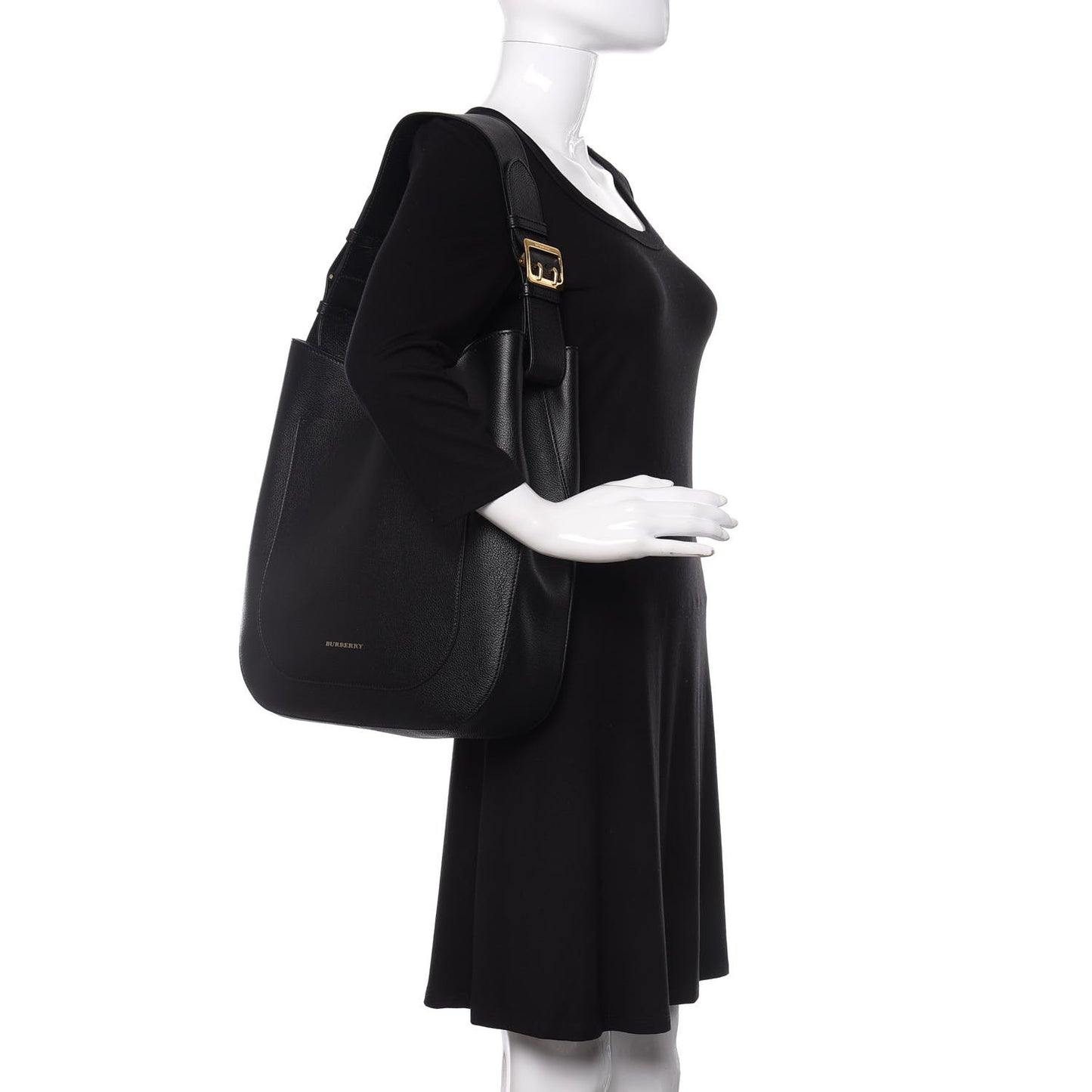 Grainy Calfskin Small Elmstone Hobo Black