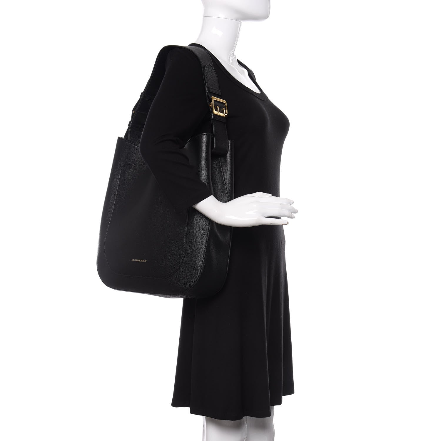 Burberry Grainy Calfskin Small Elmstone Hobo Black 2 of 10