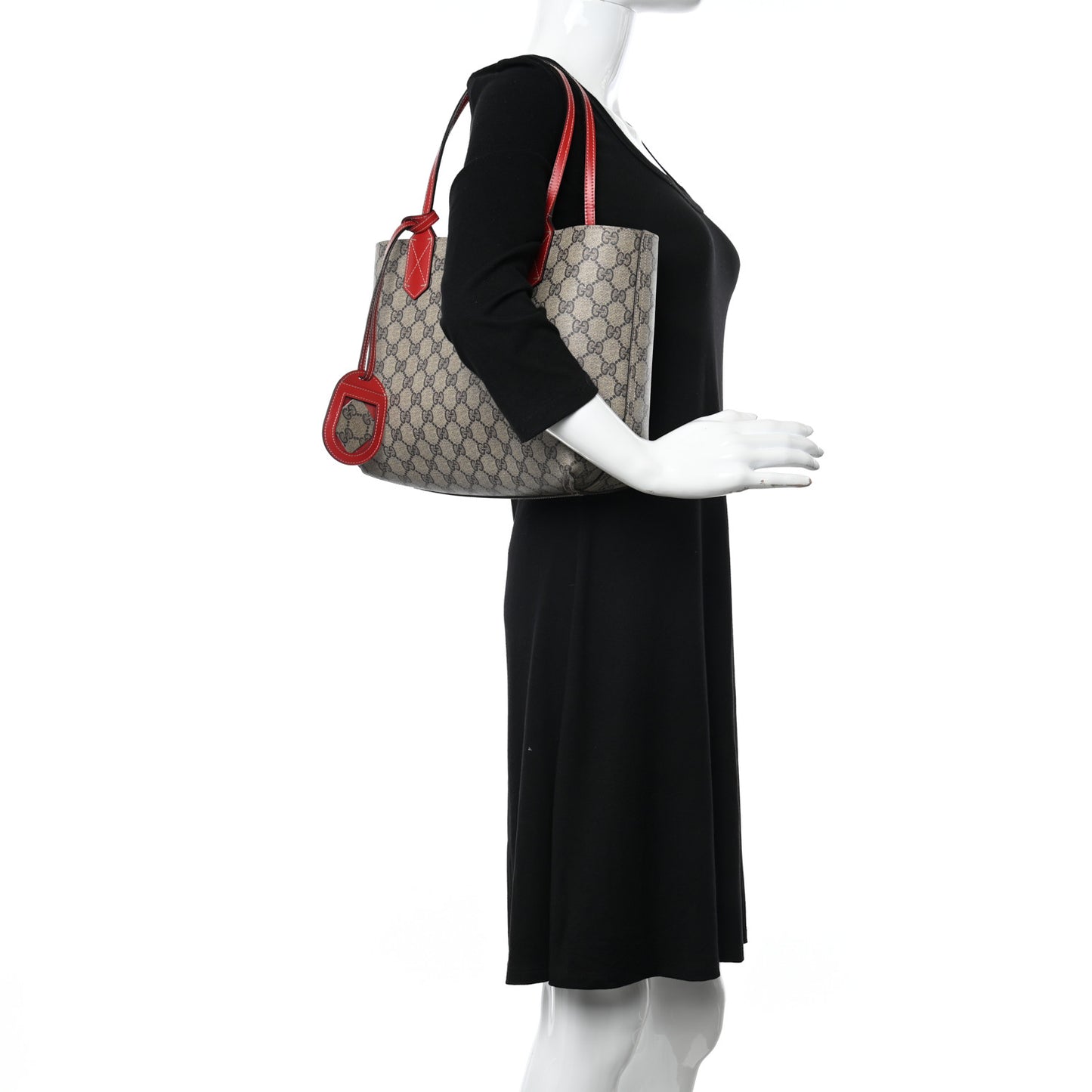 GG Supreme Monogram Small Reversible Tote Beige Red