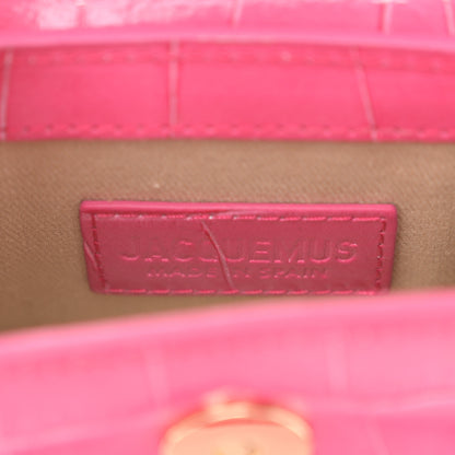 Jacquemus Calfskin Crocodile Embossed Le Chiquito Pink 6 of 11