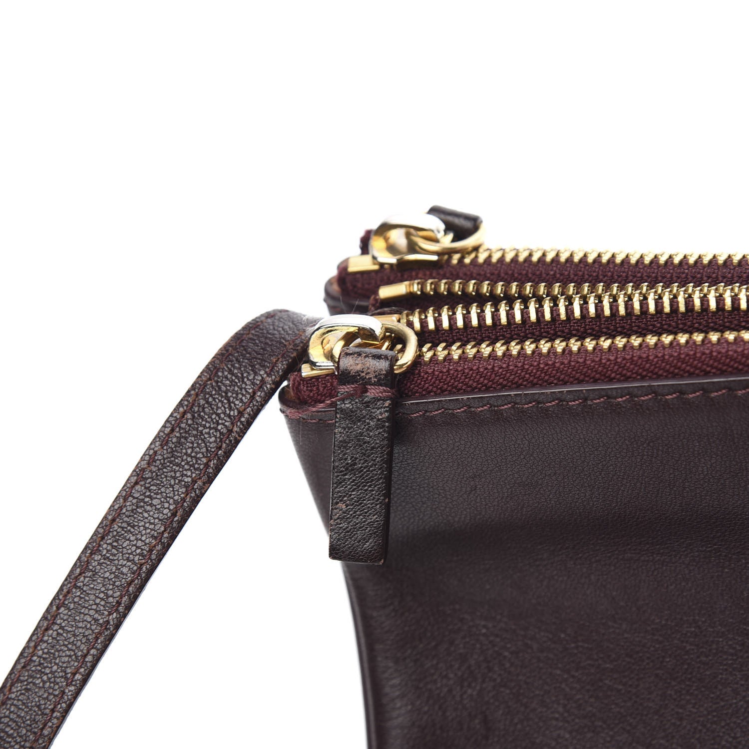 Celine Smooth Lambskin Small Trio Crossbody Bag Burgundy 11 of 11