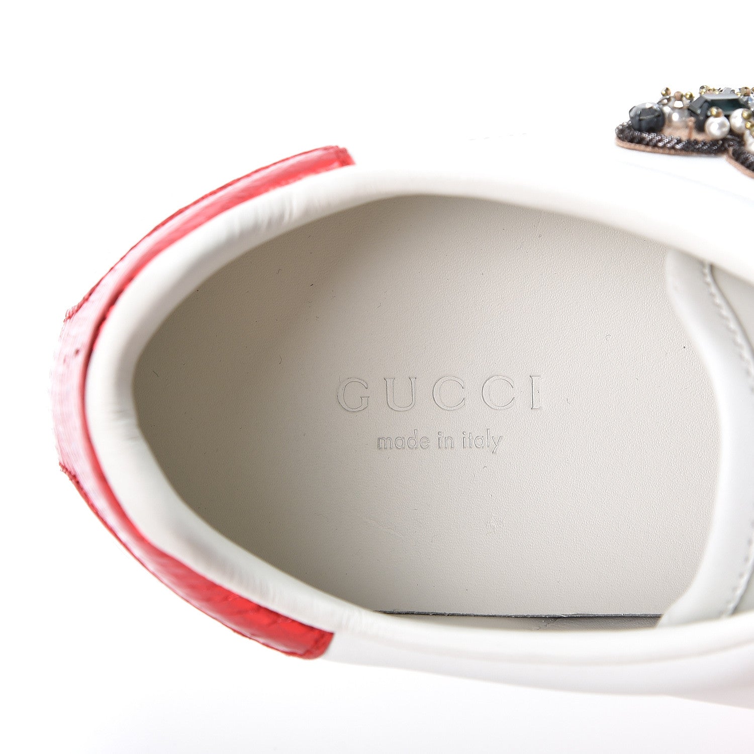 Gucci Calfskin Ayers Web Pierced Heart Embroidered New Ace Sneakers 36.5 White 6 of 9