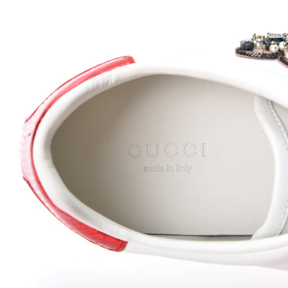 Gucci Calfskin Ayers Web Pierced Heart Embroidered New Ace Sneakers 36.5 White 6 of 9