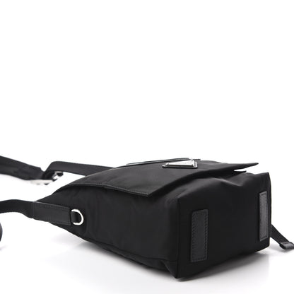 Prada Tessuto Nylon Saffiano Racing Logo Flat Messenger Bag Black 4 of 10