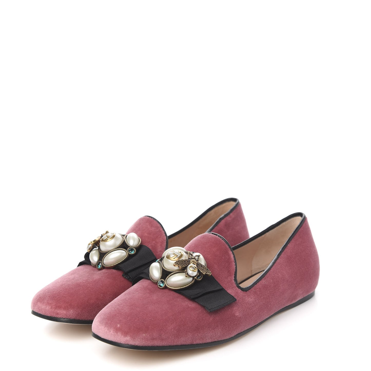 Velvet Etoile Pearl Embellished Loafers 38 Tibet Red