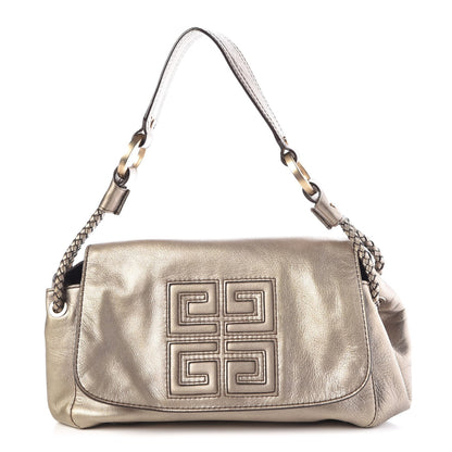 Givenchy Metallic Lambskin Logo Embossed Flap Bag Gold 1 of 15