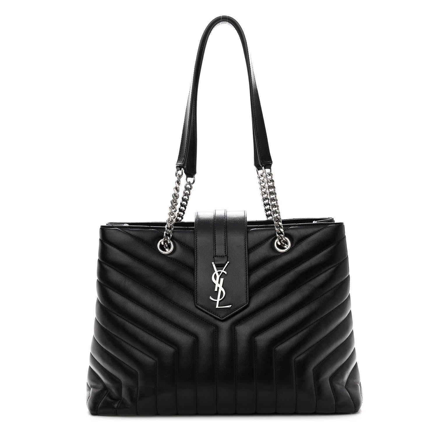 Saint Laurent Calfskin Y Quilted Monogram Large Loulou Shopper Black 1 of 10