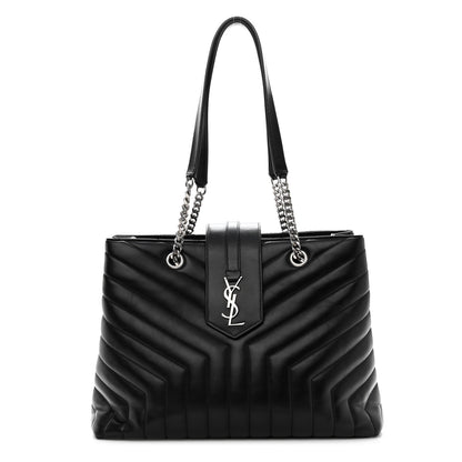Saint Laurent Calfskin Y Quilted Monogram Large Loulou Shopper Black 1 of 10
