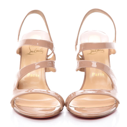 Christian Louboutin Patent Vavazou Asymmetric 100 Strappy Sandals 39 Nude 2 of 10