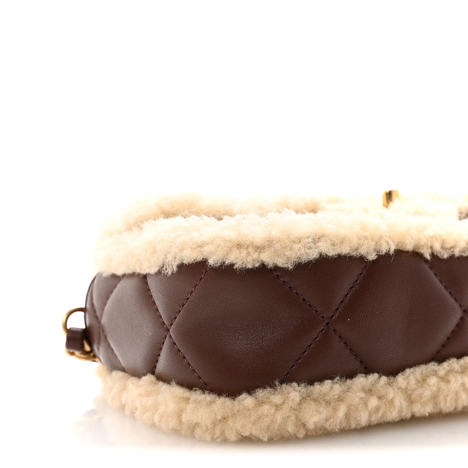 Chanel Shearling Lambskin Quilted Mini Furry Coco Flap Beige Dark Brown 9 of 11