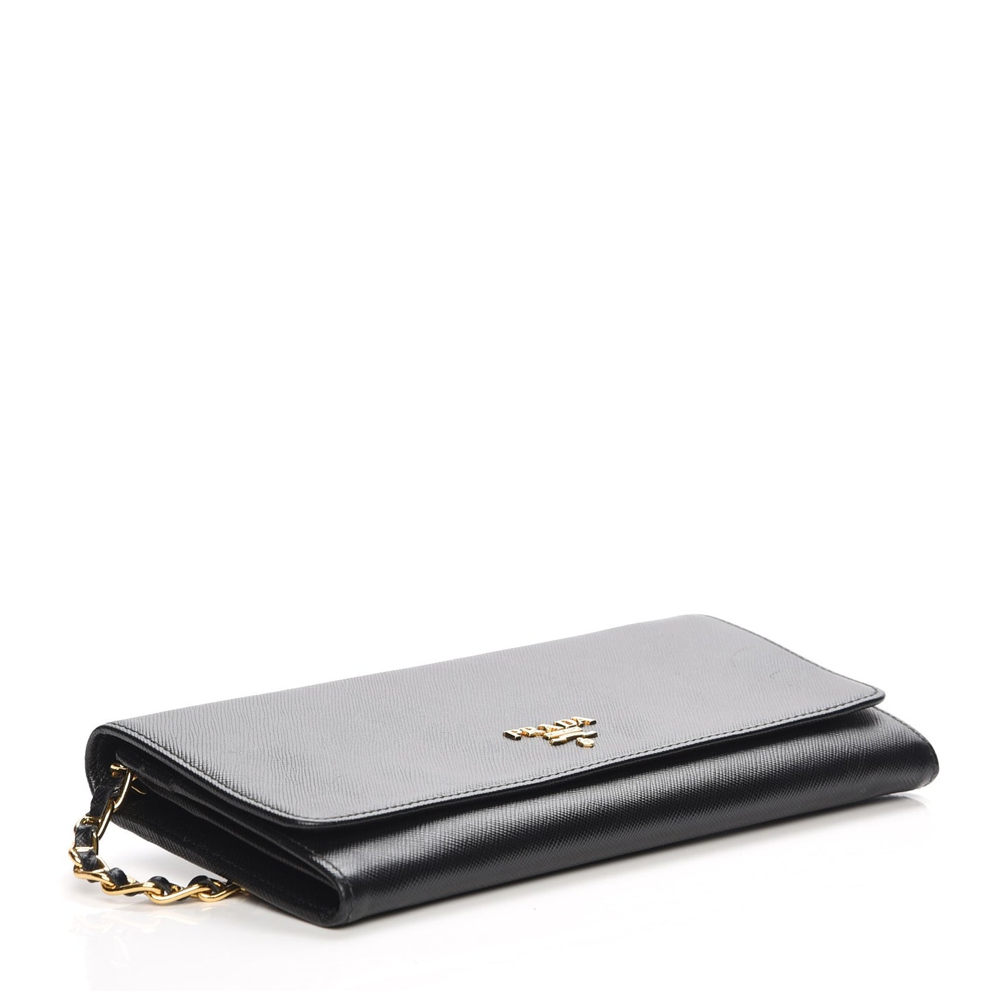 Saffiano Metal Oro Chain Wallet Nero Black