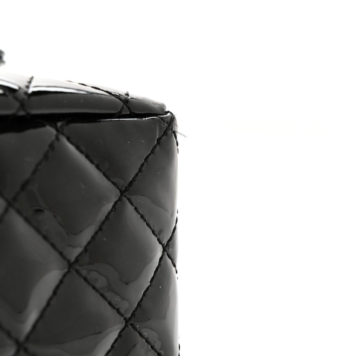 Iridescent Patent Quilted Secret Label Medium Flap Black