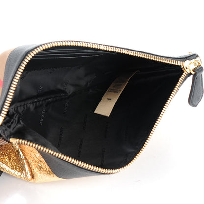 Burberry House Check Sequin Peyton Crossbody Clutch Bag Gold Black 5 of 8