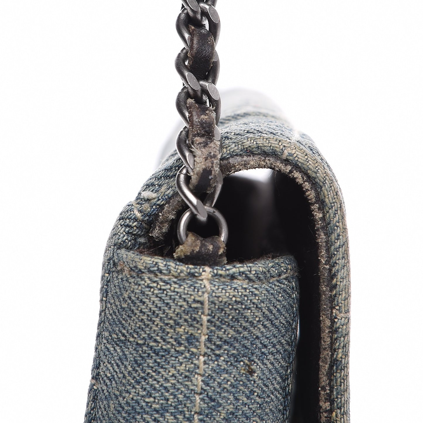 Denim Chocolate Bar Quilted East West Flap