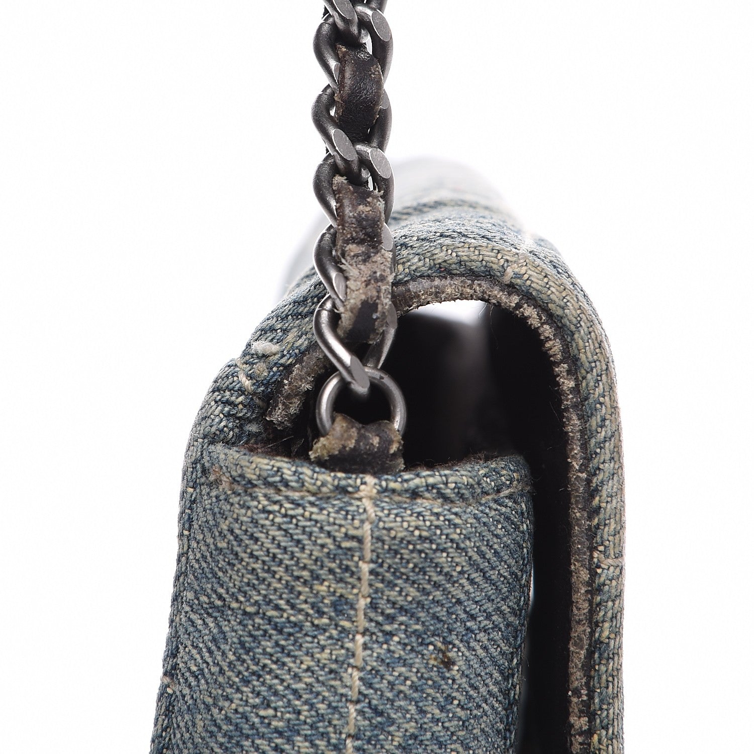Chanel Denim Chocolate Bar Quilted East West Flap 15 of 15