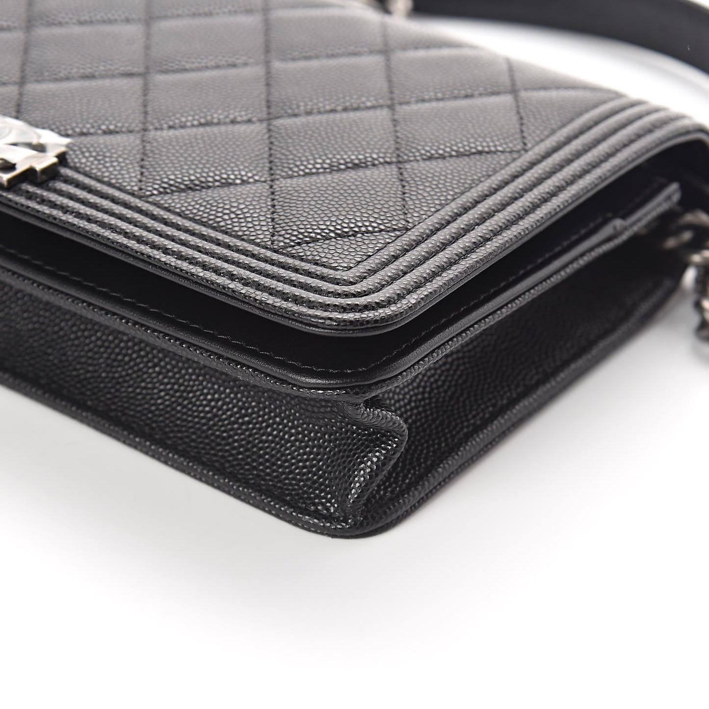 Caviar Quilted Boy Wallet On Chain WOC Black