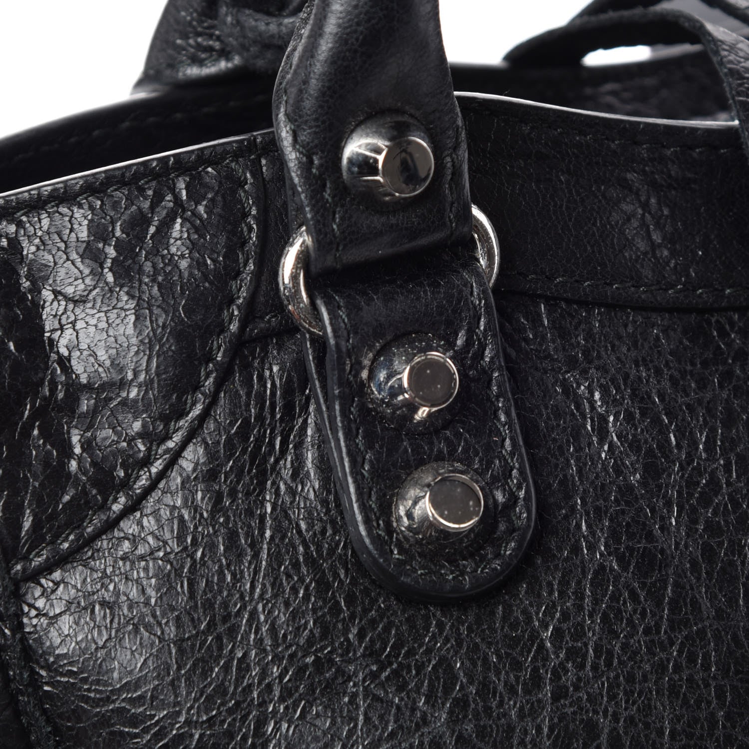 Balenciaga Agneau Classic Silver Hardware Mini City Logo Strap Black White 13 of 14