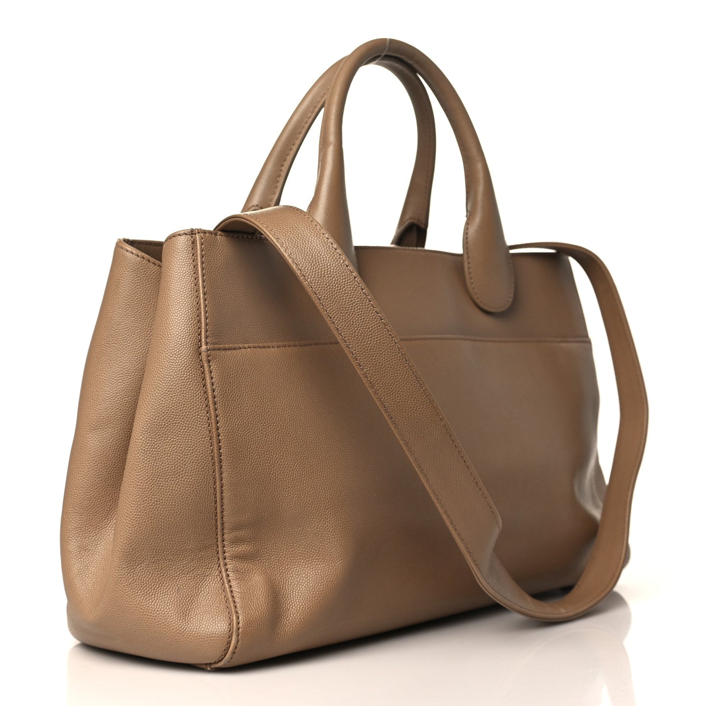 Caviar Medium Cerf Executive Shopper Tote Beige