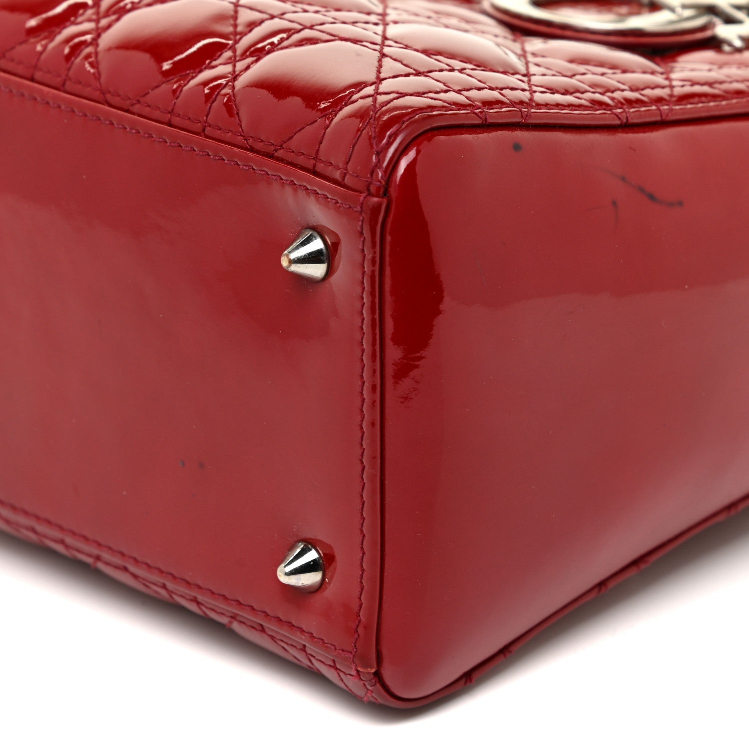 Christian Dior Patent Cannage Medium Lady Dior Red 9 of 16