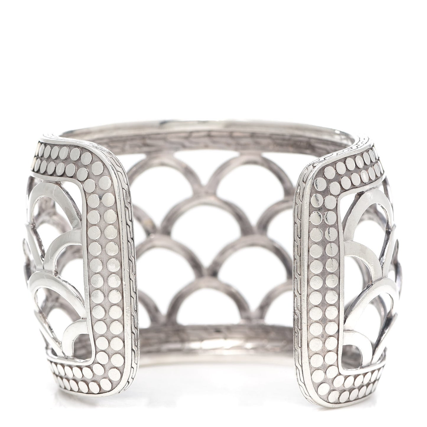 Sterling Silver 18K Yellow Gold Naga Scaled Wide Cuff Bracelet