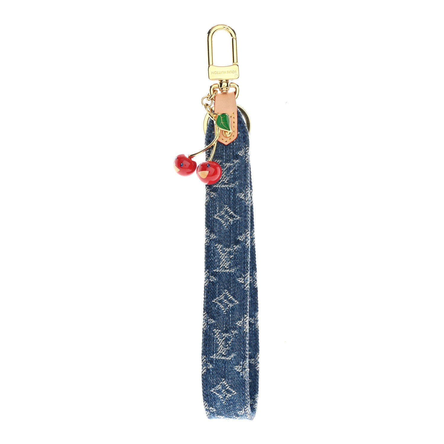 Louis Vuitton LV X TM Monogram Denim Cerise Dragonne Bag Charm Denim Blue 1 of 5