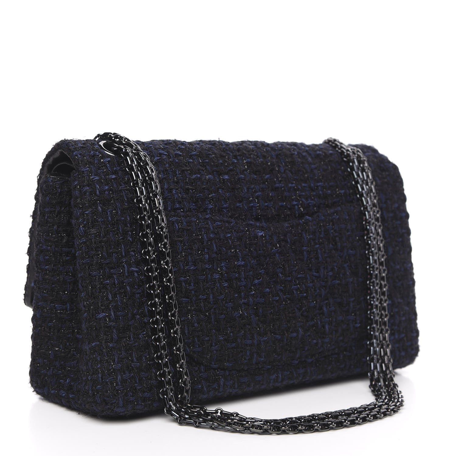 Chanel Tweed Quilted 2.55 Reissue 226 Flap Blue Black 2 of 13
