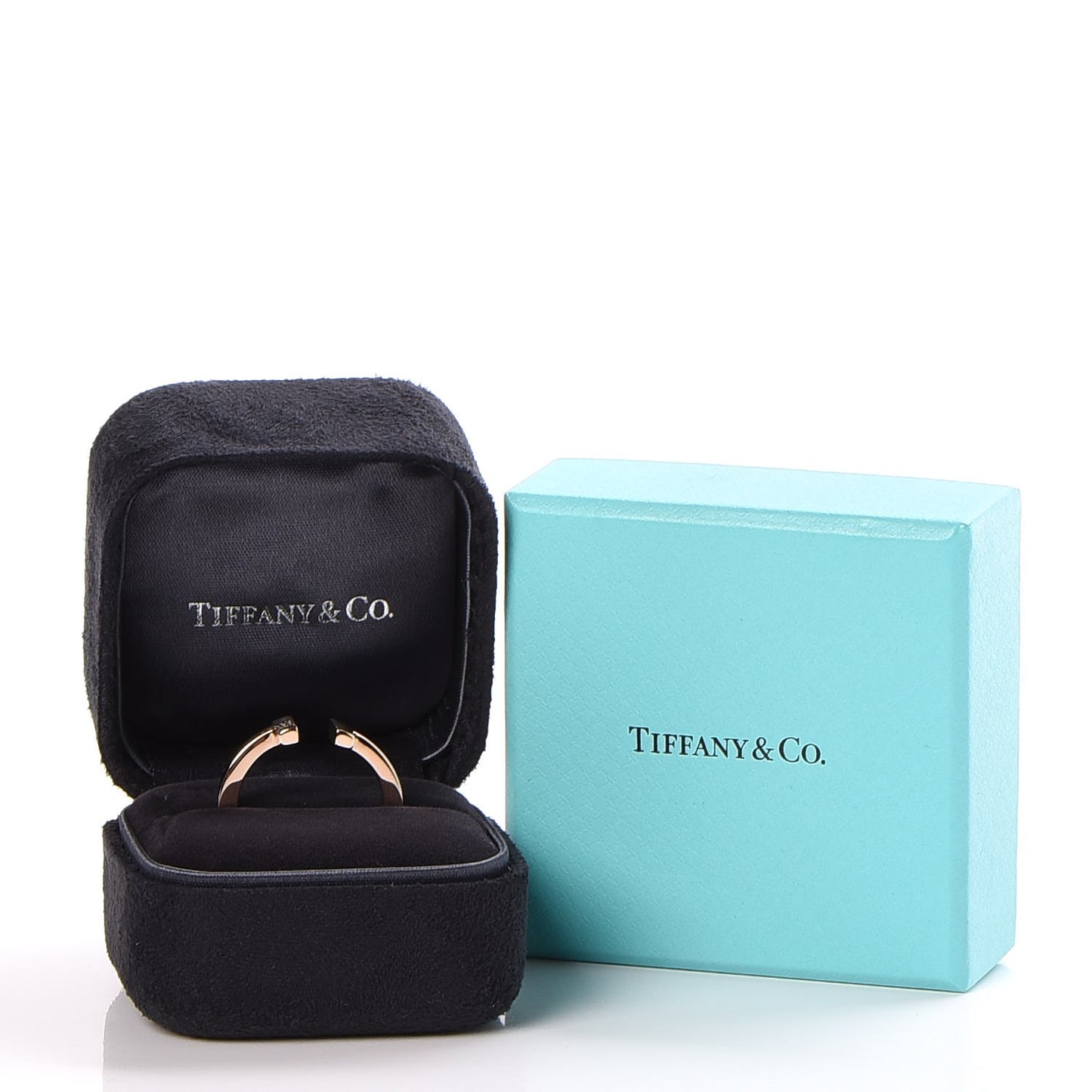 18K Rose Gold T Square Ring 56 7.5