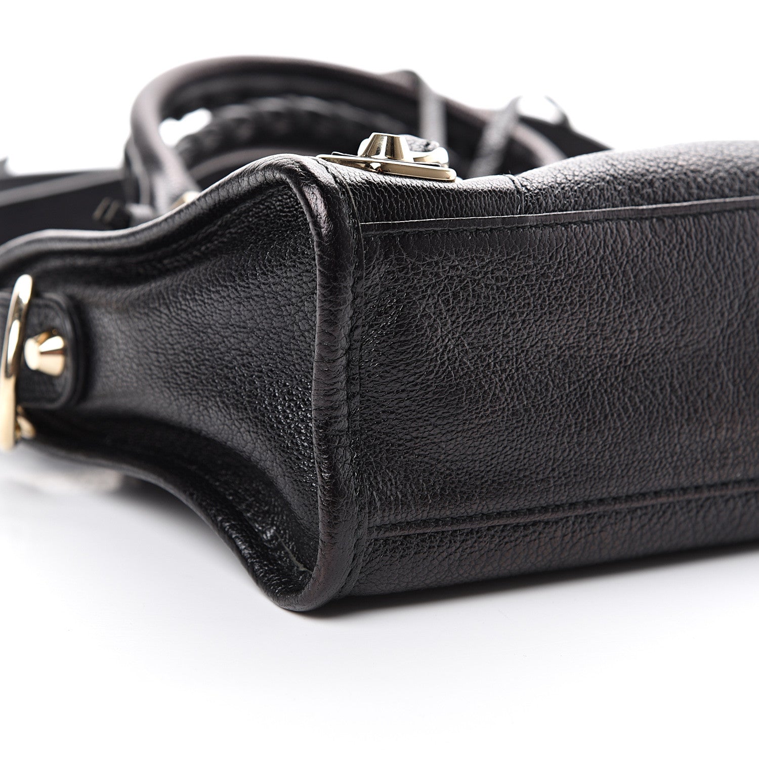 Balenciaga Chevre Gold Metallic Edge Hardware Mini City Black 8 of 9